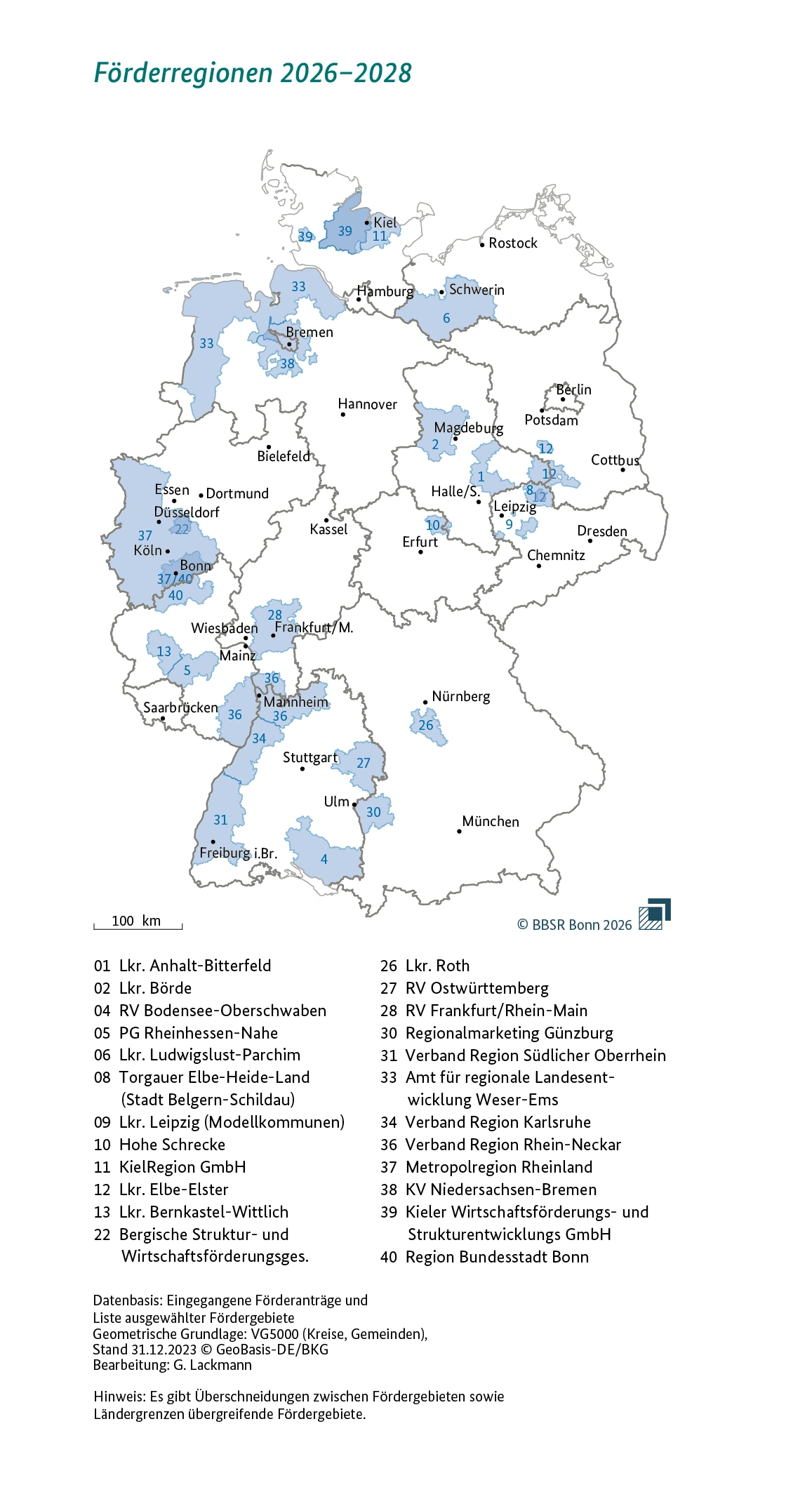 Karte der RegioStrat-Förderregionen 2026–2028